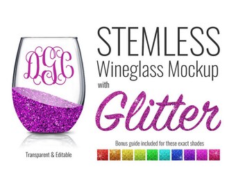 Download Free Stemless Wineglass Mockup With Glitter PSD Template