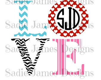 Love monogram frame SVG and Silhouette Studio cutting file, Instant Download