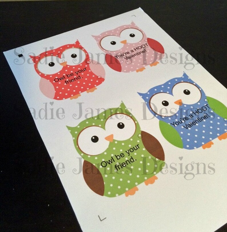 Download Printable Valentine owl sucker lollipop holder SVG and | Etsy