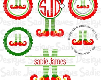 Elf Legs Monogram Frame SVG, EPS and Silhouette Studio cutting file, Instant Download