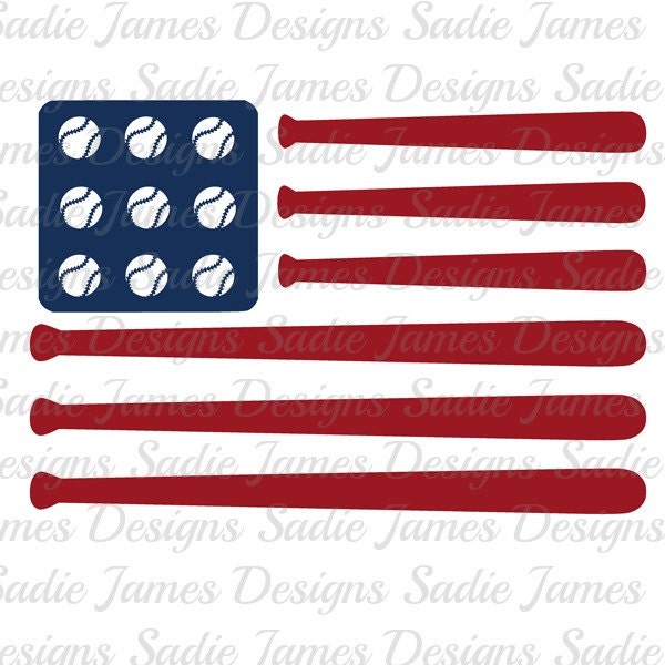 Baseball American Flag SVG, EPS y Silhouette Studio archivo de corte, Descarga instantánea