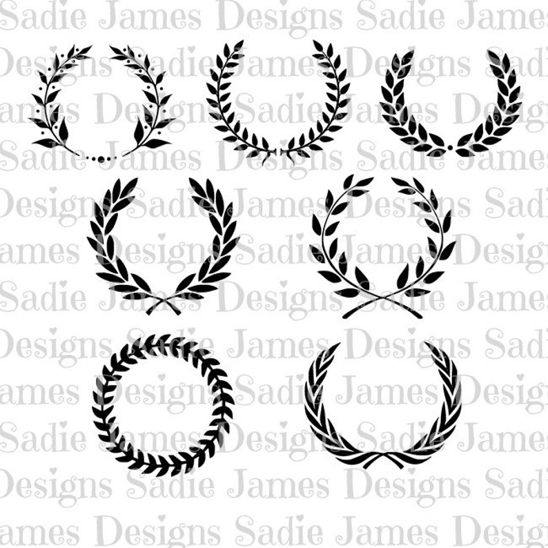Download Laurel Leaf Wreath Monogram Collection Svg And Silhouette Etsy