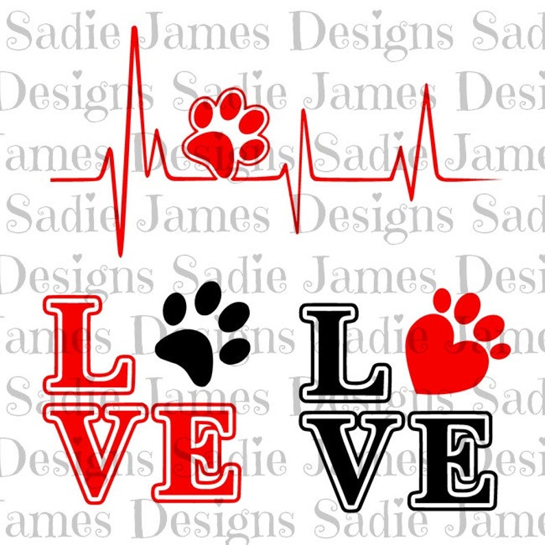 Download Paw Print Love EKG SVG and Silhouette Studio cutting file ...