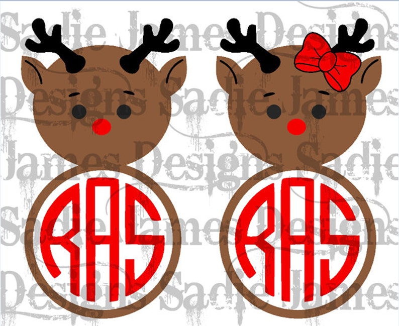 Download Baby reindeer monogram frame boy and girl SVG and Silhouette | Etsy