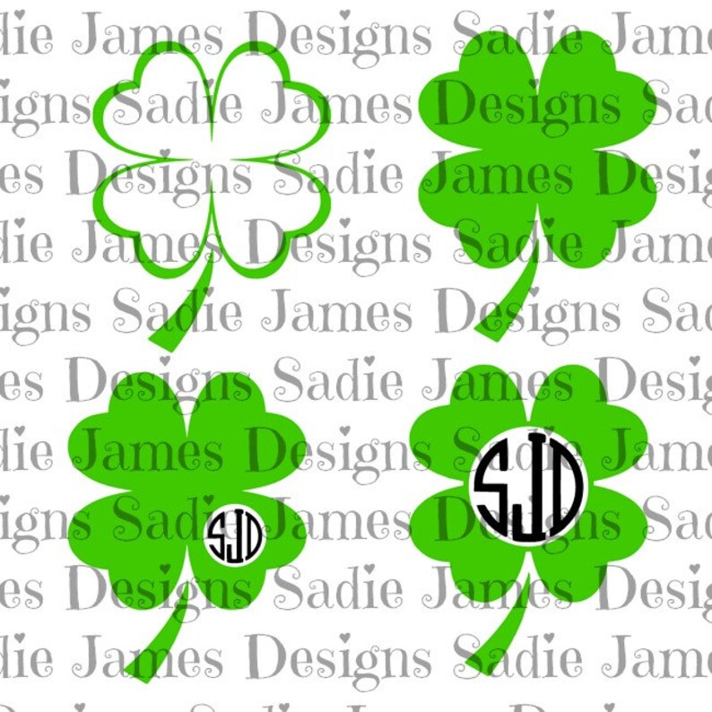 Download 4 leaf clover monogram frame Shamrock SVG and Silhouette ...