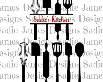 Kitchen Utensils - Split SVG and Silhouette Studio cutting file, Instant Download