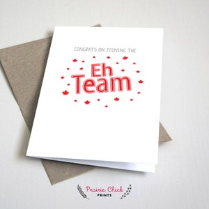 Congrats on joining the Eh team Greeting CARD / Citizenship / red, white and grey / 5x7 Folded Card – Printable DIY, Instant Download