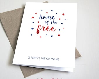 Home of the free Greeting CARD / Citizenship / red, white and blue / 5x7 Folded Card – Printable DIY, Instant Download