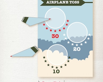 Boys 3rd Birthday PARTY game / Aviation Theme / Blue, Green, Red / Airplane Toss / Paper Airplanes / 24x36 – Printable DIY, Instant Download