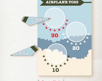Boys 3rd Birthday PARTY game / Aviation Theme / Personalized / Blue, Green and Red / Airplane Toss / Paper Airplanes / 24x36 – Printable DIY