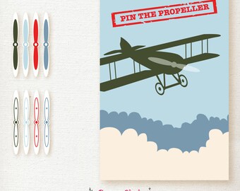 Boys Birthday PARTY game / Birthday / Aviation Theme / Blue, Green and Red / Pin the Propeller / 24x36 – Printable DIY, Instant Download