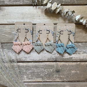 TRIANGLE MACRAME EARRINGS / Fringe / Boho / Birthday / Christmas / Present
