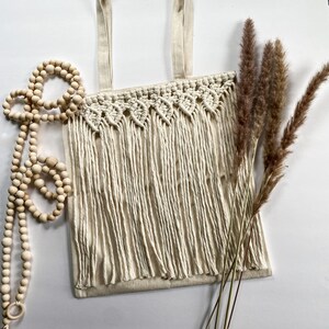 MACRAME TOTE BAG / Boho Canvas Bag / Beach Bag