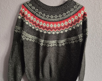 Weatherproof Vintage Fair Isle Crewneck Sweater – Black, Size Medium