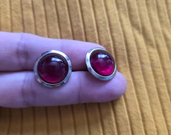 Vintage cufflinks cherry red golden metal