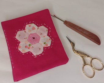 Charming Hexagon Flower Needle Case - Handcrafted Cotton Quilted Sewing Organizer