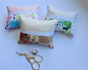 Handmade Patchwork Pincushion, Pin Cushion, Quilted, Sewing Gift.