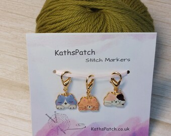 Set 3 Cat Knitting Stitch Markers Cute Cat Progress Keepers, Crochet Stitch Markers, Knitting Accessories, Gift for Knitters, Cat Lover Gift