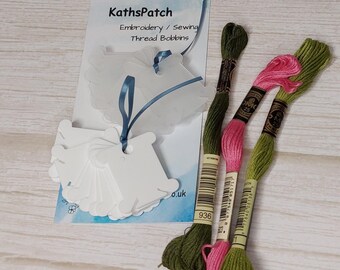 Embroidery Floss Bobbins Set of 25 – White/Transparent Plastic Thread Winders for Cross Stitch & Sewing Organization