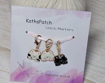 Set 3 Cat Knitting Stitch Markers Cute Cat Progress Keepers, Crochet Stitch Markers, Knitting Accessories, Gift for Knitters, Cat Lover Gift