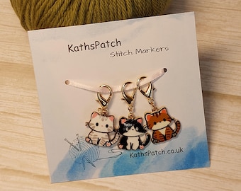 Set 3 Cat Knitting Stitch Markers Cute Cat Progress Keepers, Crochet Stitch Markers, Knitting Accessories, Gift for Knitters, Cat Lover Gift