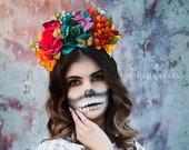 Flower Crown Headpiece - Day of the Dead - Sugar Skull - Floral Headband - Halloween - Cinco De Mayo - Fiesta - Music Festival - Costume