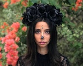 Midnight Rose Classic Black Flower Crown - Goth - Day of the Dead - Sugar Skull - Carnival