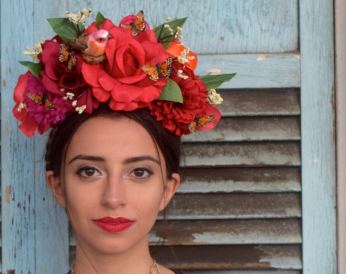 Spanish Rose Flower Crown Headpiece Day of the Dead Sugar Etsy