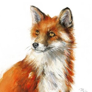 Red Fox watercolor painting - Woodland Fox Print  Illustration Modern Fox Decor - Kids Wall Art - Wildlife Fox Animal Illustration