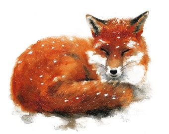 Fox original watercolor painting woodland animals A4 21 x | Etsy