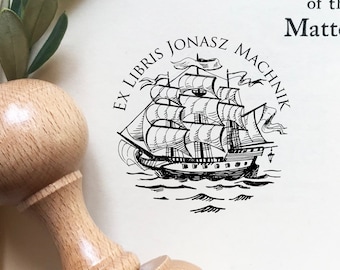 Carimbo de madeira personalizado Ex Libris: Ex-libris com design individual