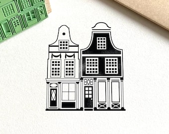 Vintage Delft Architecture Rubber Stamp: Journal Planner DIY - 1.77"