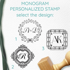 Personalized Monogram Stamp: Custom Initial Wooden Book Stamp