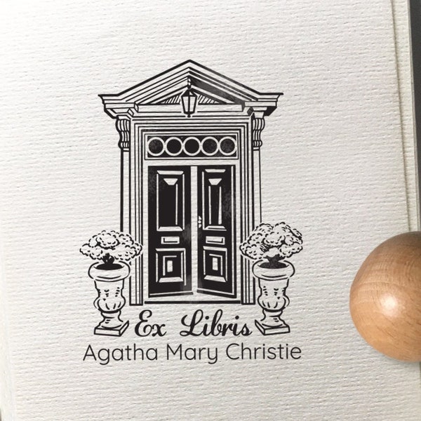 buy old stamp paper online ENGLISH DOOR Ex Libris Stamp. Old Style ARCHITECTURE Personalized Wooden Book Stamp. Bookplate Stamp. Vintage Style Present for Booklover