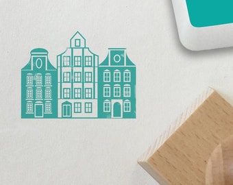 Vintage Flemish House Wooden Stamp: Architecture DIY Craft