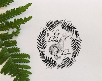 Carimbo Ex Libris personalizado: Carimbo de livro personalizado, arte original