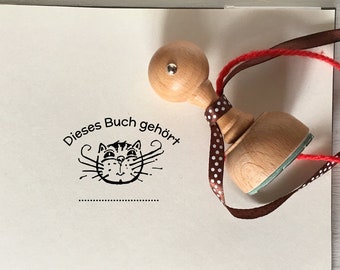 EX LIBRIS mit einer KATZE holzstempel "Dieses Buch gehört...''