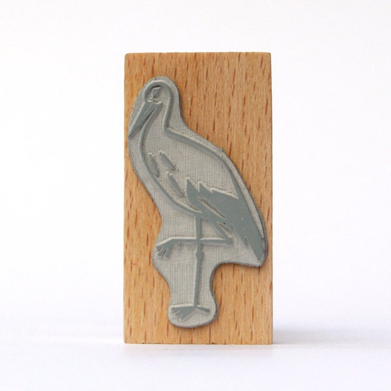 STORK Bird wooden stamp for baby shower