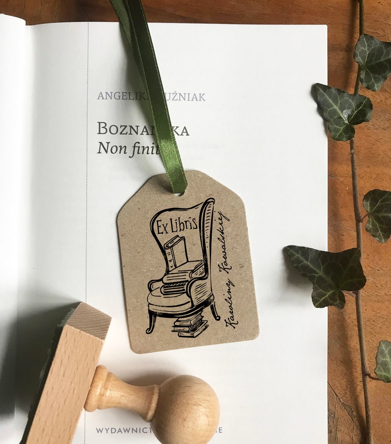 Custom Design of EX LIBRIS Wooden Stamp. Drawing according to Your Idea. Artistic Bespoke Stamp. Examples of made-to-order Design in Gallery image 5