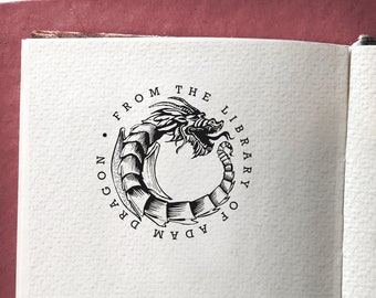 Stempel Ex libris SMOK - Spersonalizowana pieczątka z odręcznym rysunkiem chińskiego smoka.