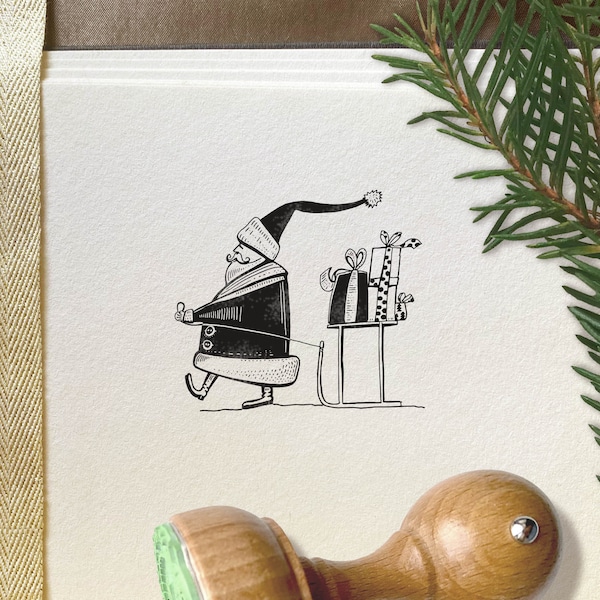 SANTA CLAUS wooden stamp. Funny Santa for Christmas. Christmas decoration stamp. Perfect for Christmas cards, letters, and present's tag