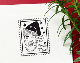 Santa Claus Mail Rubber Stamp: Christmas Card Decoration
