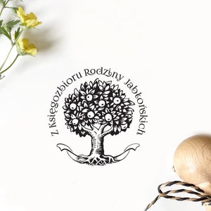 Olivenzweig Personalisiert Ex Libris Holzstempel - Mäander-Motiv Ex Libris - Elegantes Geburtstagsgeschenk - Geschenk für Buchliebhaber