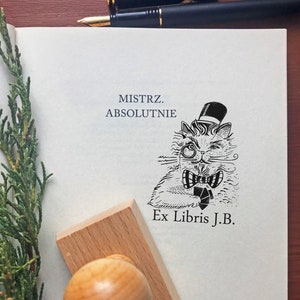 Custom Design of EX LIBRIS Wooden Stamp. Drawing according to Your Idea. Artistic Bespoke Stamp. Examples of made-to-order Design in Gallery image 6