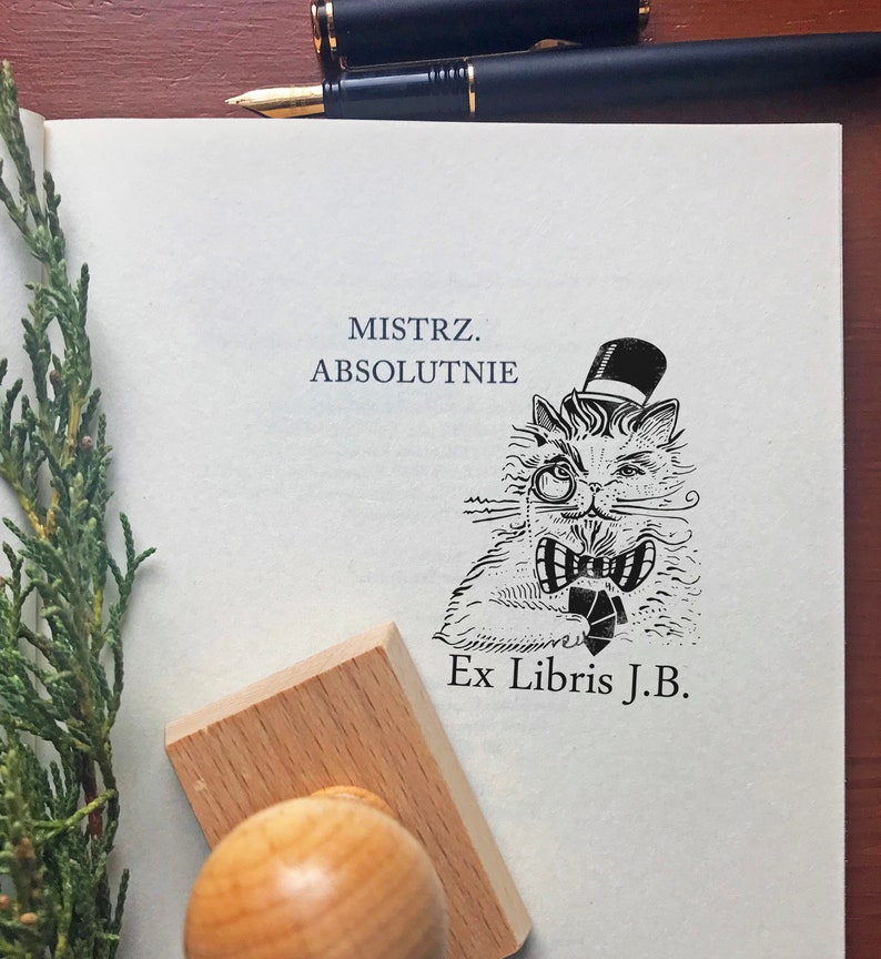 Custom Design of EX LIBRIS Wooden Stamp. Drawing according to Your Idea. Artistic Bespoke Stamp. Examples of made-to-order Design in Gallery image 6