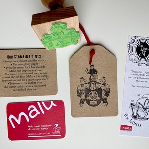 Custom-made Family Crest Stamp mounted on the high-quality wooden handle. Laser engraved rubber of the Coat of Arms Stamp