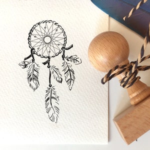 Sello de madera DREAMCATCHER - Sello de goma Dream Catcher - Regalo perfecto para ella - Sello de amuleto étnico - Regalo de cumpleaños - Motivo de scrapbooking