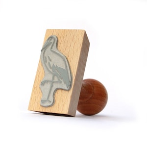 STORK Bird wooden stamp - rubber stamp mounted on a wooden handle - Birds' Stamps Collection