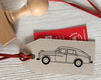 Car rubber stamp "Warszawa". Vintage car stamp.  Craft old car wooden stamp. Car Stamp for party. Card making. Scrapbooking auto stamp.