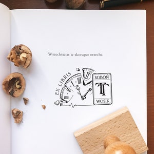 Custom Design of EX LIBRIS Wooden Stamp. Drawing according to Your Idea. Artistic Bespoke Stamp. Examples of made-to-order Design in Gallery image 8